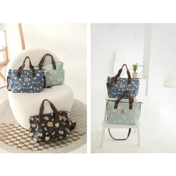 Waterproof Bunny Shoulder Crossbody Convertible Handbag W/ ID Badge Clip - Picture 6 of 10